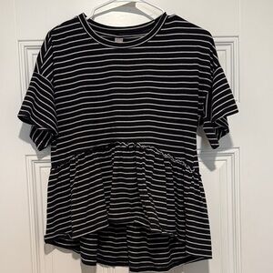 Classic Striped Short Sleeve Women's Top